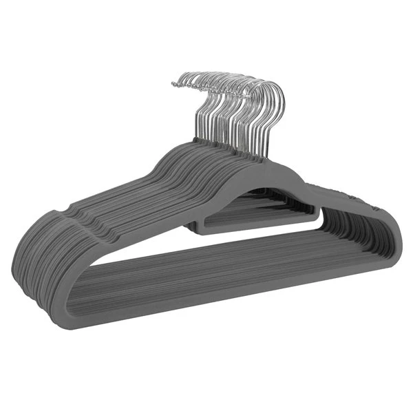 Thin Non-slip Flocked Plastic Velvet Hangers