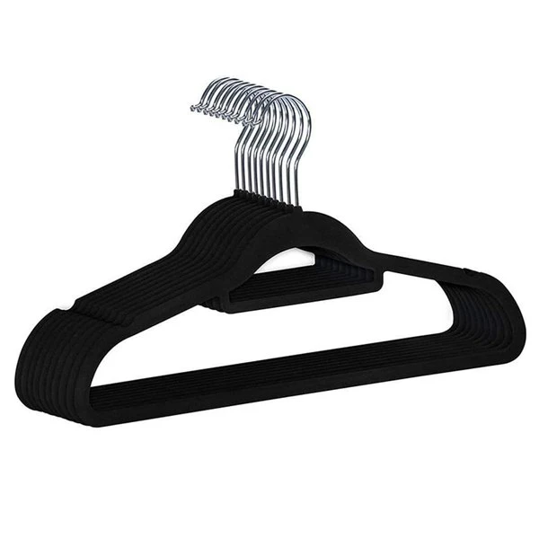 Thin Non-slip Flocked Plastic Velvet Hangers