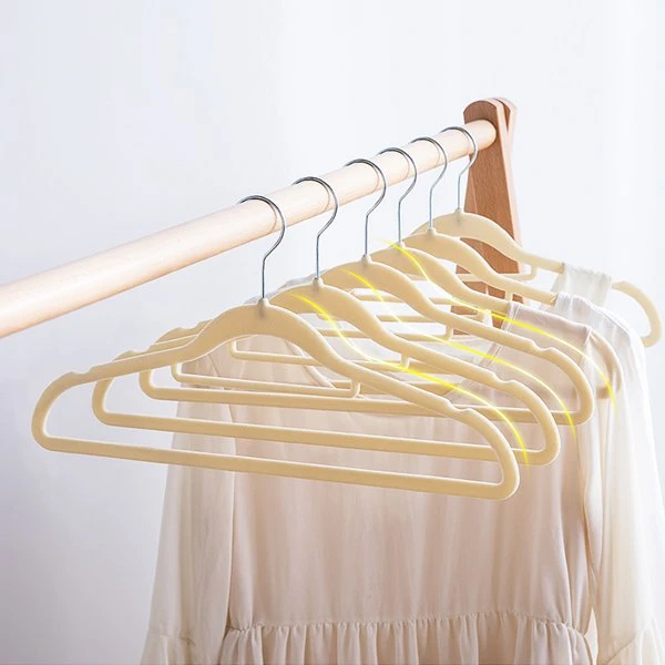 Thin Non-slip Flocked Plastic Velvet Hangers