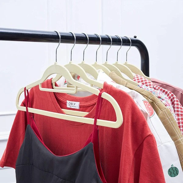 Thin Non-slip Flocked Plastic Velvet Hangers