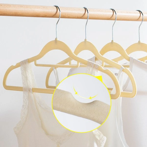 Thin Non-slip Flocked Plastic Velvet Hangers