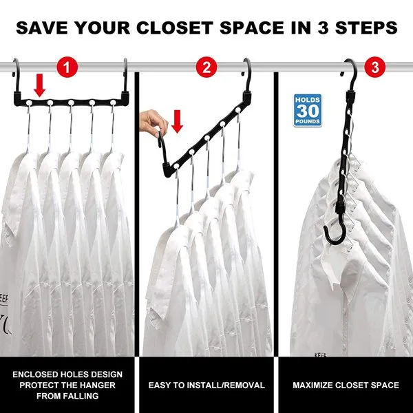 80 Versatile Cascading Hangers Non Slip Plastic Clothes Hangers w/ Cascade  Hooks