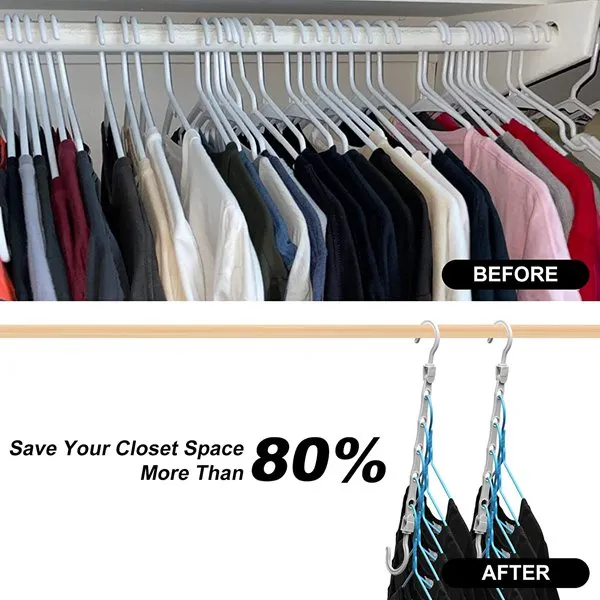 80 Versatile Cascading Hangers Non Slip Plastic Clothes Hangers w/ Cascade  Hooks