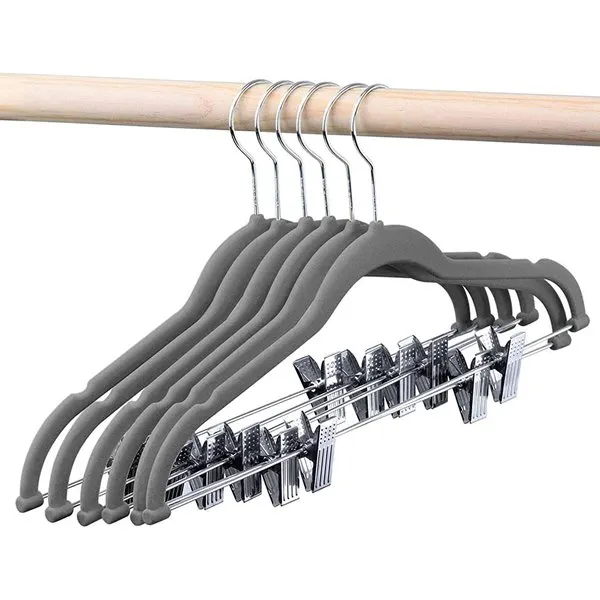 Non Slip Velvet Pants Hangers with Clips