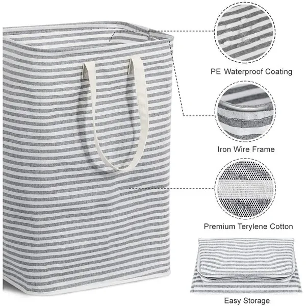 SOPULIFE 2-Pack Laundry Hamper 72L Collapsible Large Laundry Baskets with Easy Carry Handles 