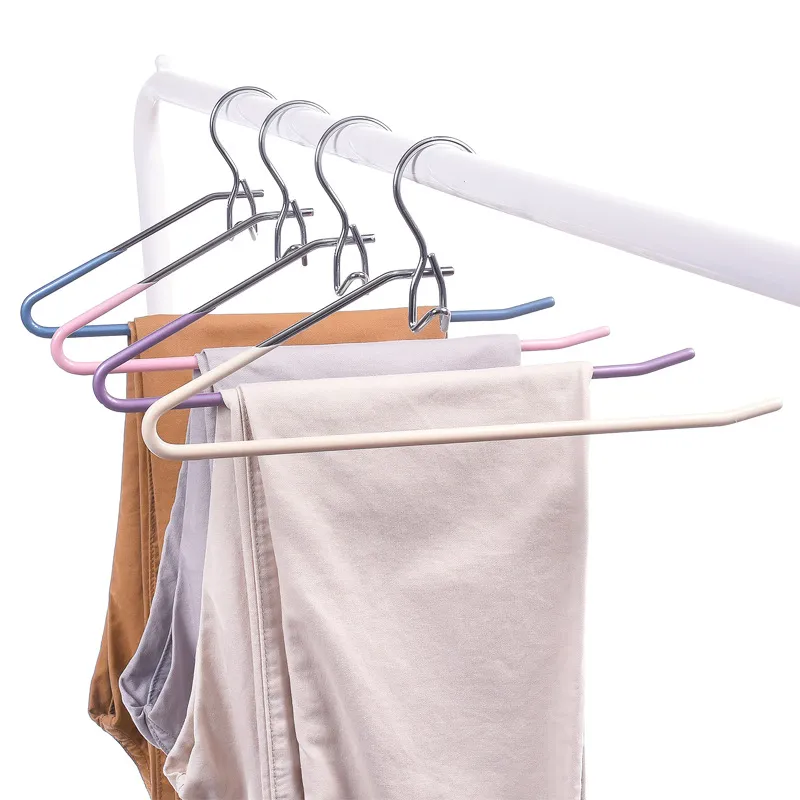 Clips stack multiple layers of space-saving household pants hangers