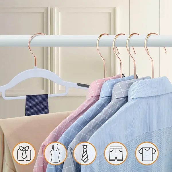 Seamless Curved Anti-Slip Wide Shoulder Thick Adult Plastic Hangers Shirt  Hanger Clothes Hanging 20 Pack FANJIANI