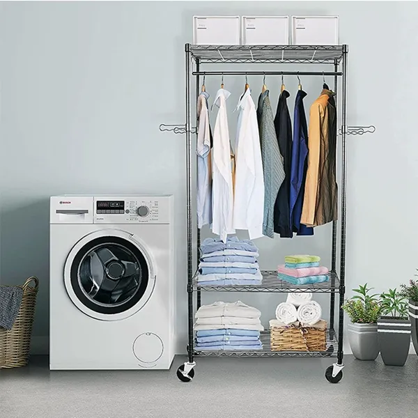 Adjustable metal clothing wardrobe storage rack