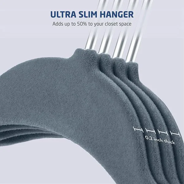 Non Slip Velvet Pants Hangers with Metal Clips(图6)