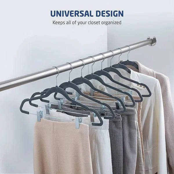 Non Slip Velvet Pants Hangers with Metal Clips(图7)