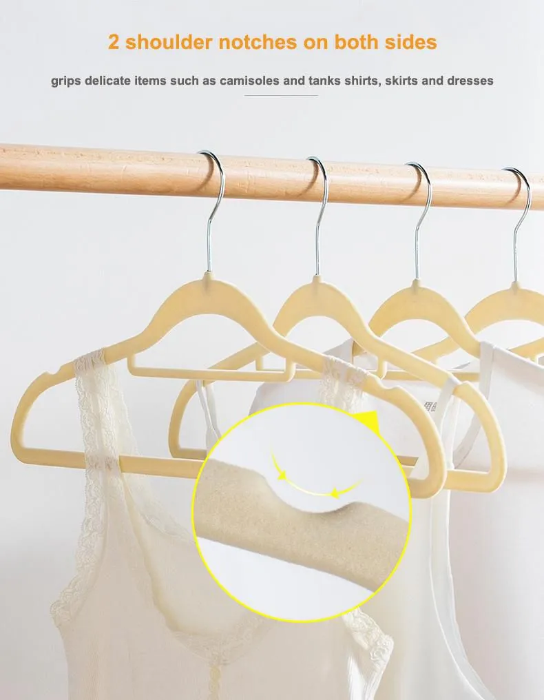 Thin Non-slip Flocked Plastic Velvet Hangers(图4)