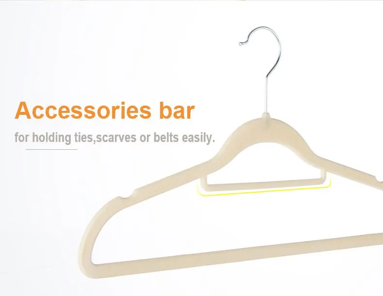 Thin Non-slip Flocked Plastic Velvet Hangers(图2)