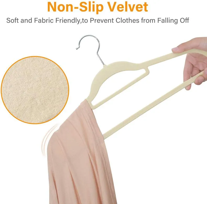 Thin Non-slip Flocked Plastic Velvet Hangers(图7)